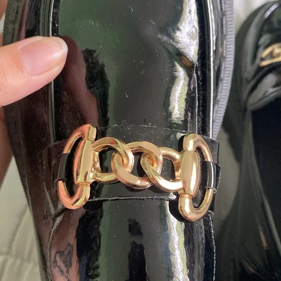 shiny black faux leather loafers - Picture 5 of 6